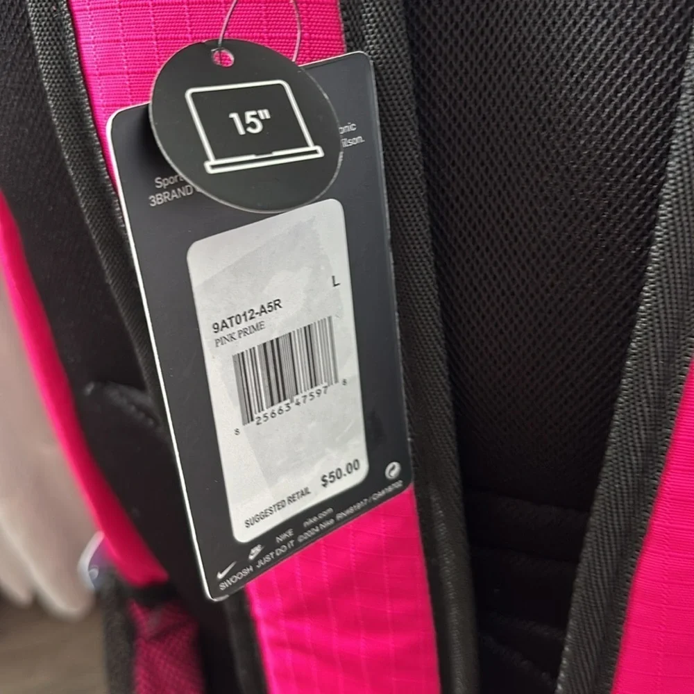 Nike Pink Prime Backpack,Large,3 compartment w/15” padded laptop slot and more